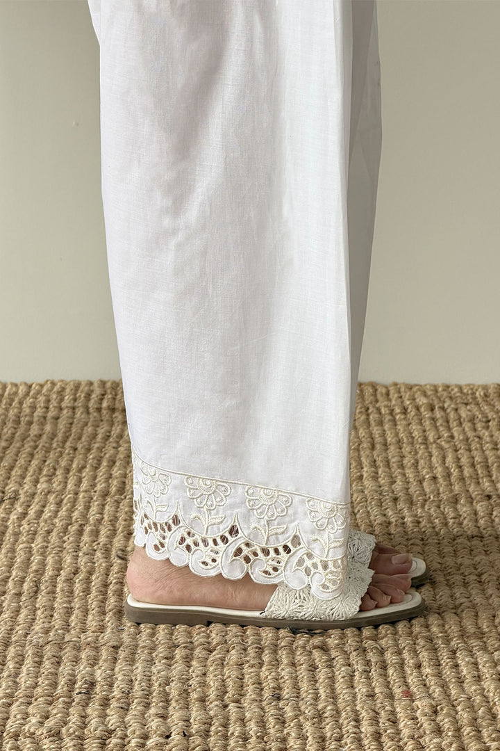 White Schiffli Shalwar