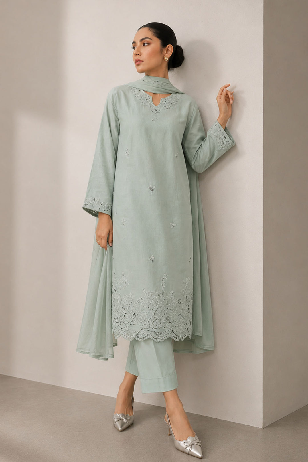 Mint Whisper Embroidered 3-Piece Set