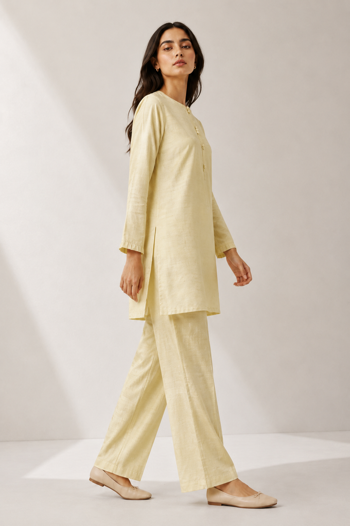 Butter Yellow Raw Silk 2-Piece Set