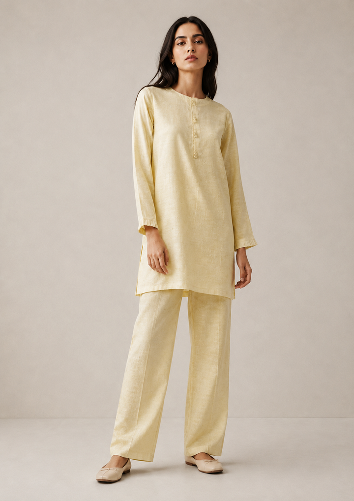 Butter Yellow Raw Silk 2-Piece Set