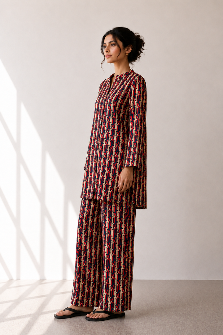 Crimson Geometric Co-Ord Set