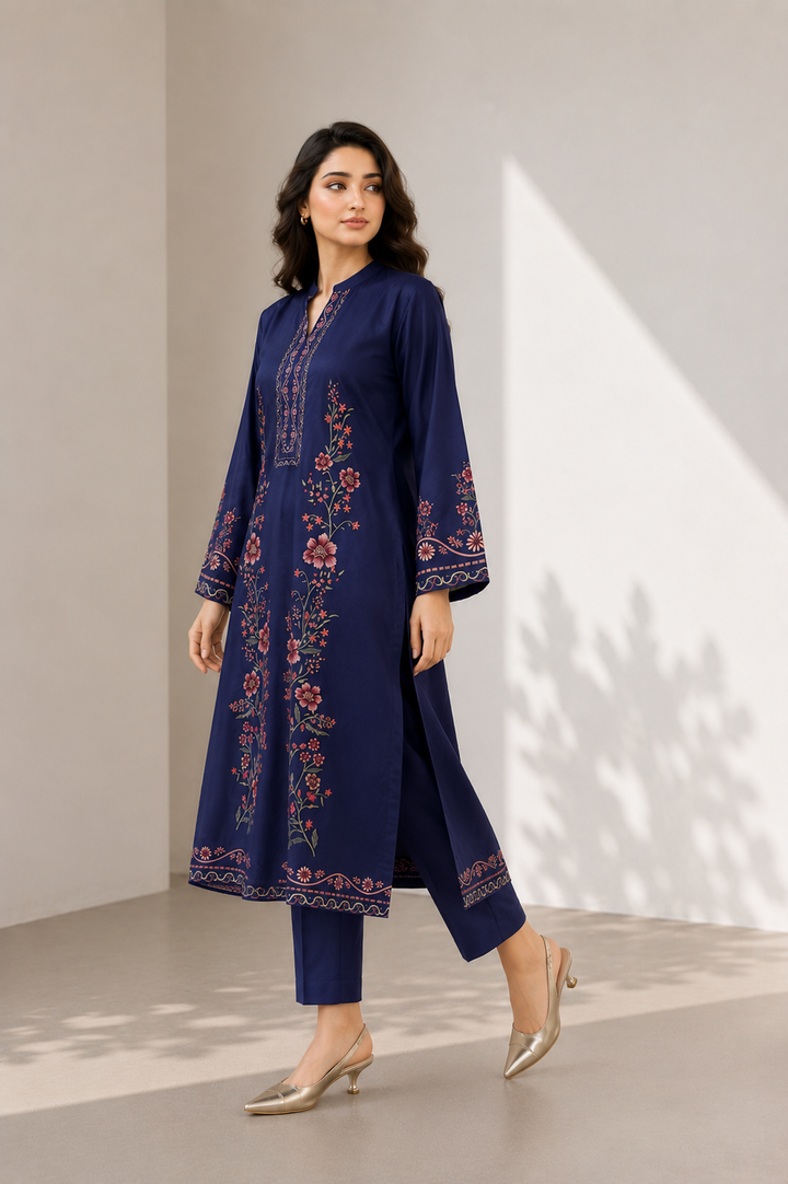 Navy Blue Bloom Co-ord Set