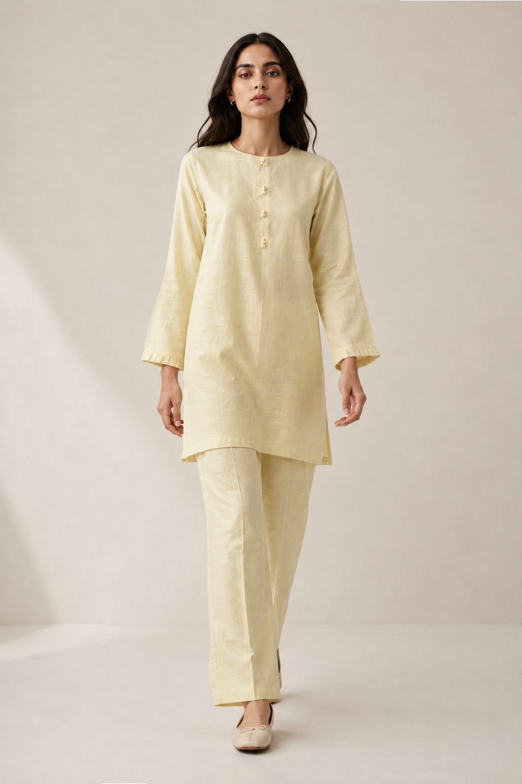 Butter Yellow Raw Silk 2-Piece Set