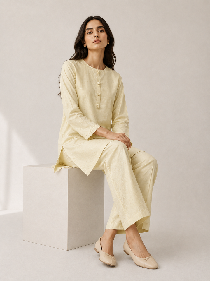 Butter Yellow Raw Silk 2-Piece Set