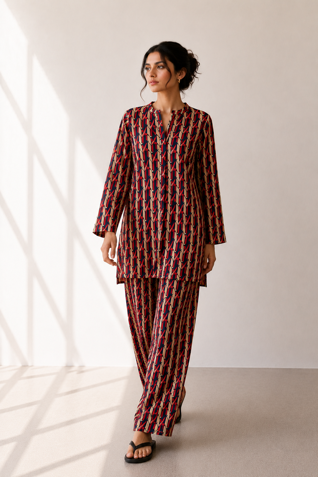 Crimson Geometric Co-Ord Set