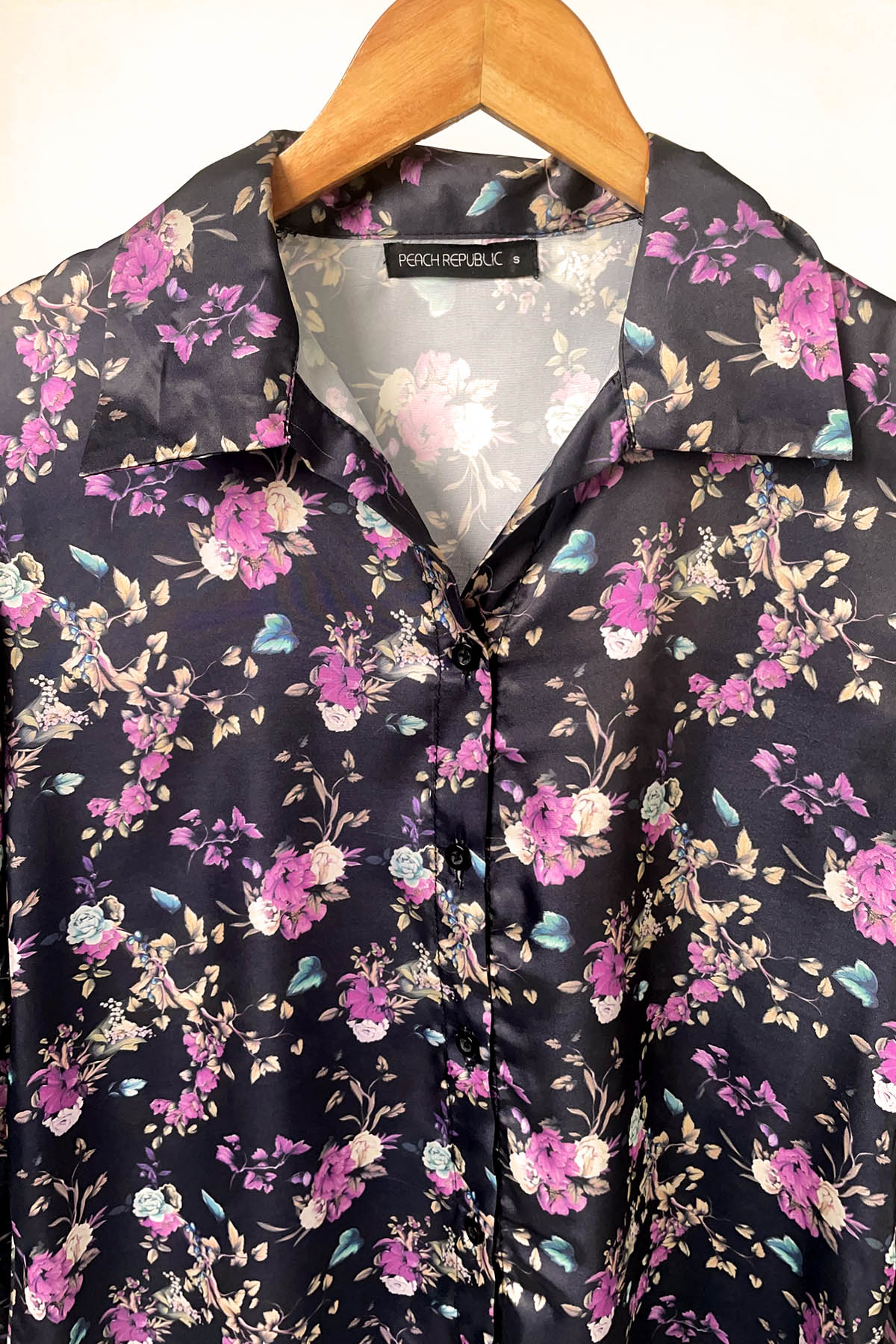 Floral Print Silk Shirt - 03 - Peach Republic