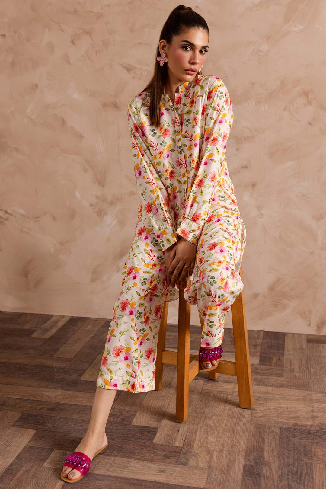 Floral Printed dress - 02 - Peach Republic