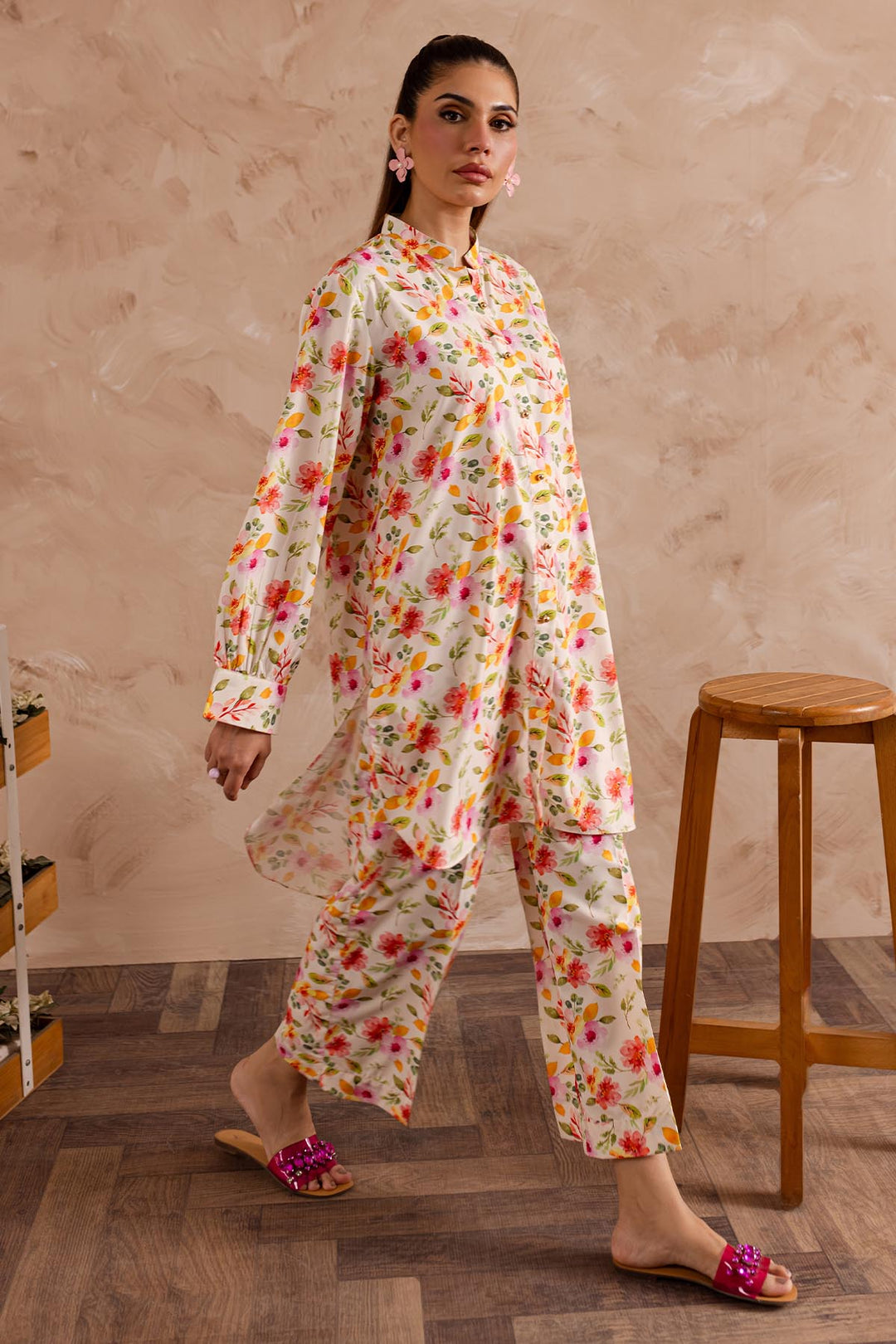 Floral Printed dress - 02 - Peach Republic