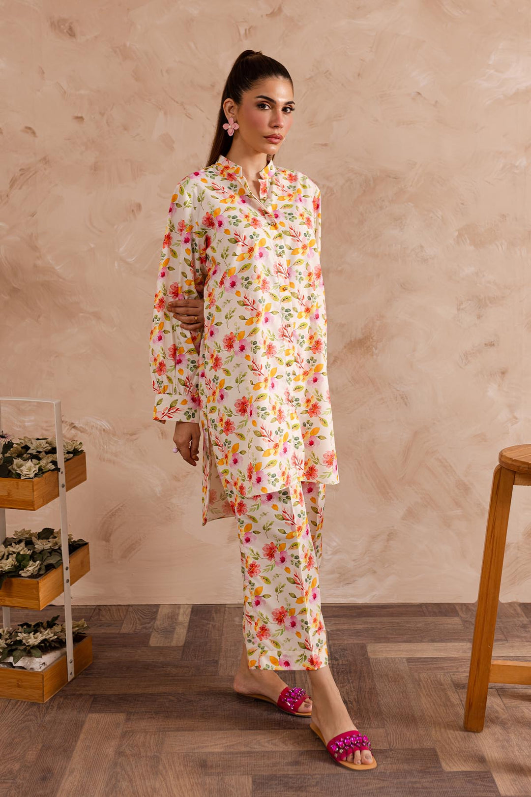 Floral Printed dress - 02 - Peach Republic