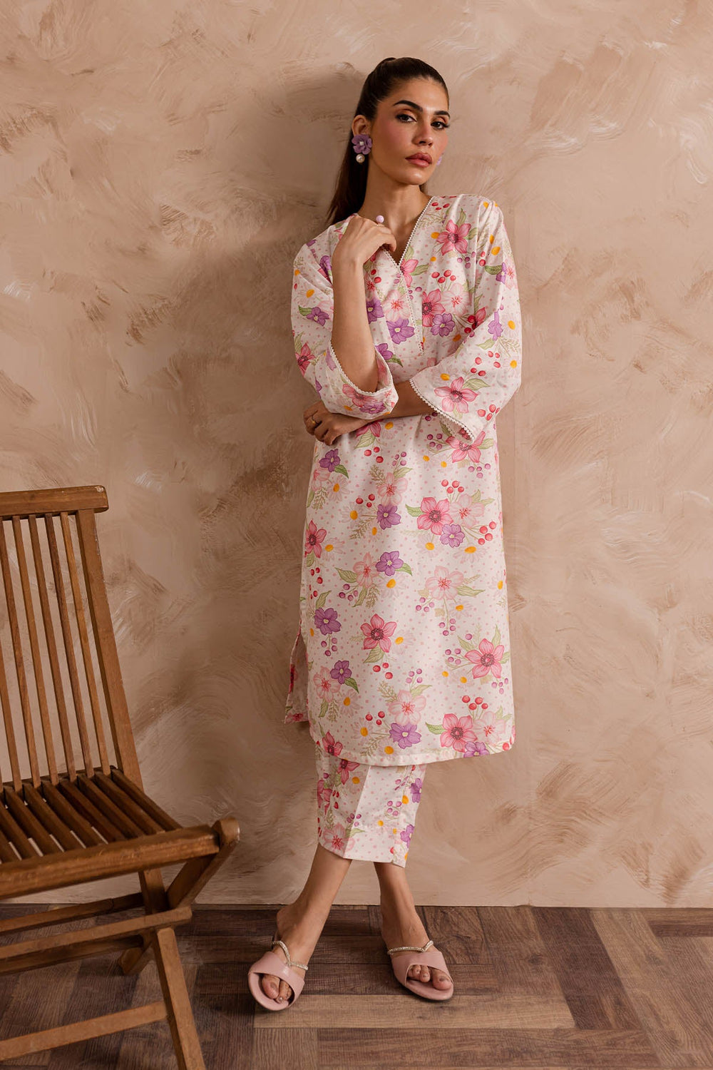 Floral Printed dress - 03 - Peach Republic