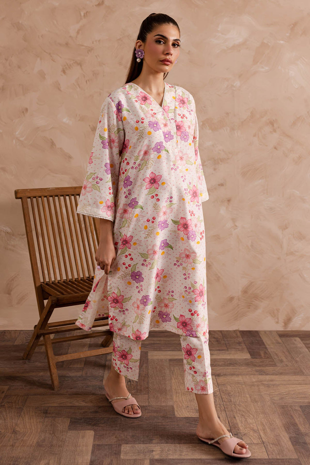 Floral Printed dress - 03 - Peach Republic