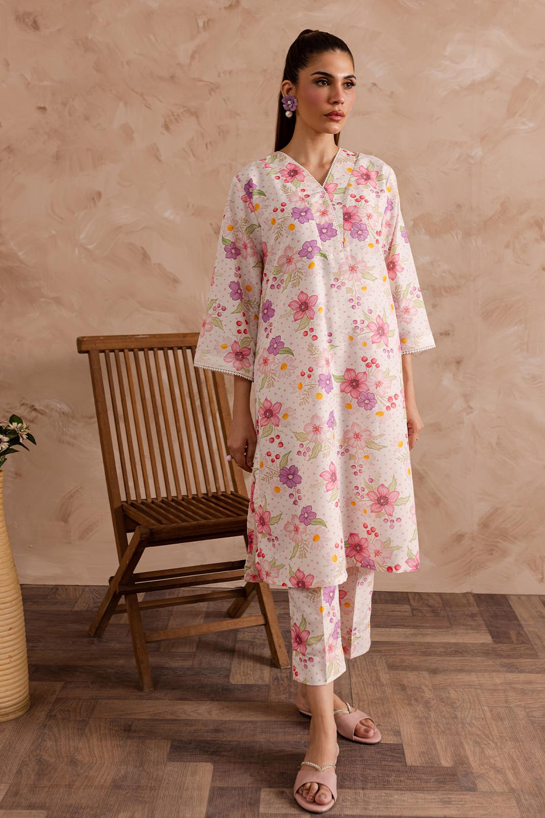 Floral Printed dress - 03 - Peach Republic