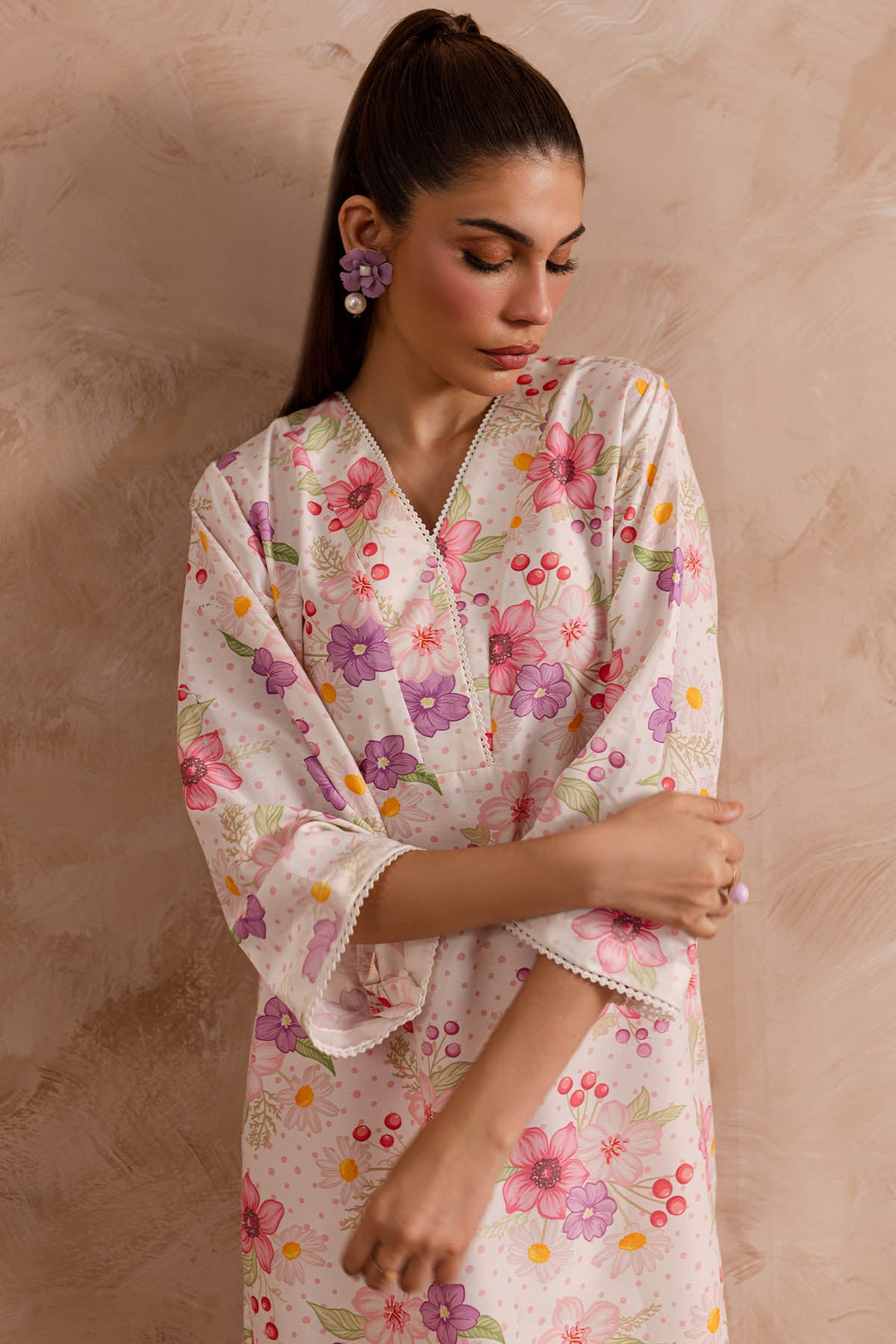 Floral Printed dress - 03 - Peach Republic