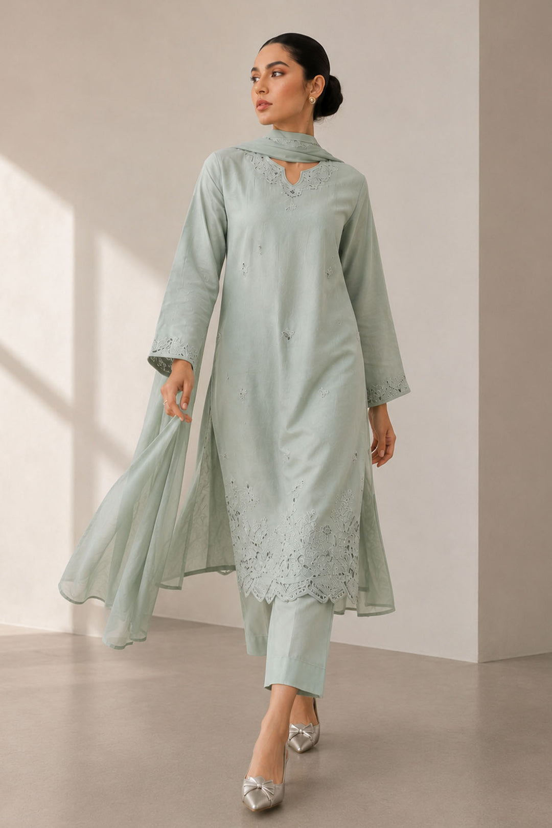 Mint Whisper Embroidered 3-Piece Set