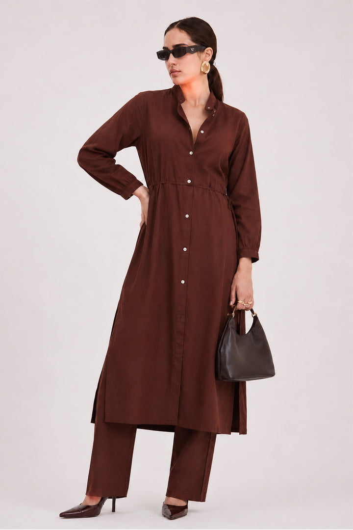 Dark Mocha Linen Flow Co-Ord Set