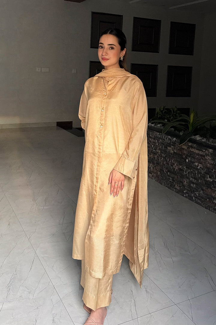 Champagne Korean Silk 3-Piece Set