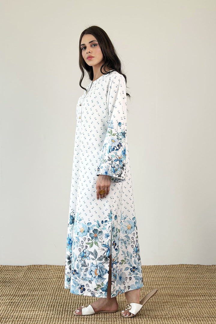 White Bloom Printed Kaftan