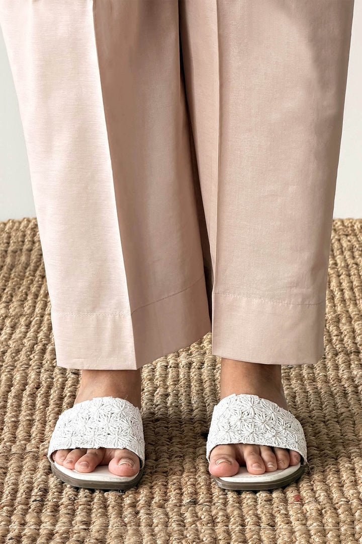 Beige Plain Trouser