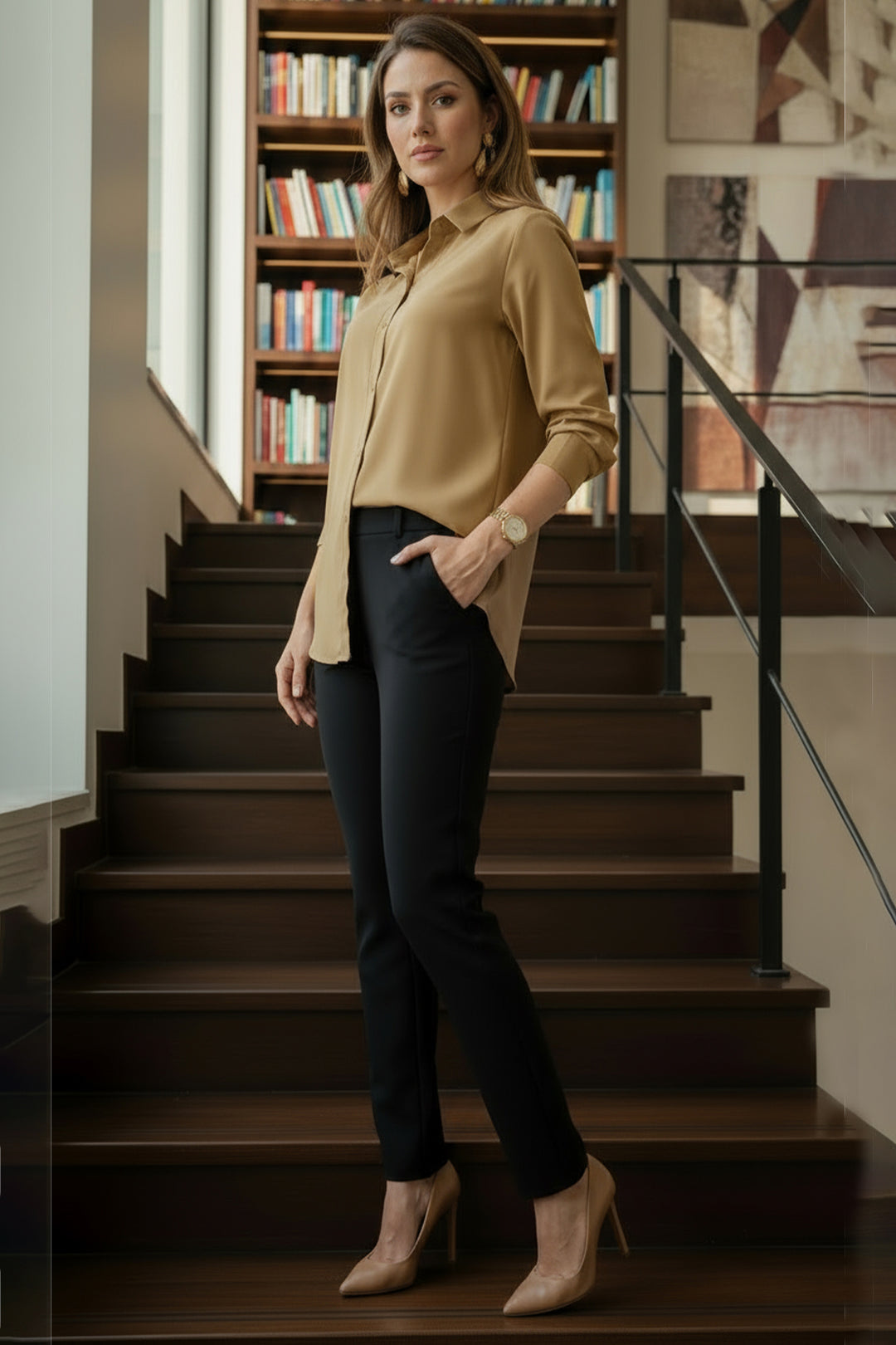 Pastel Brown Collar Top