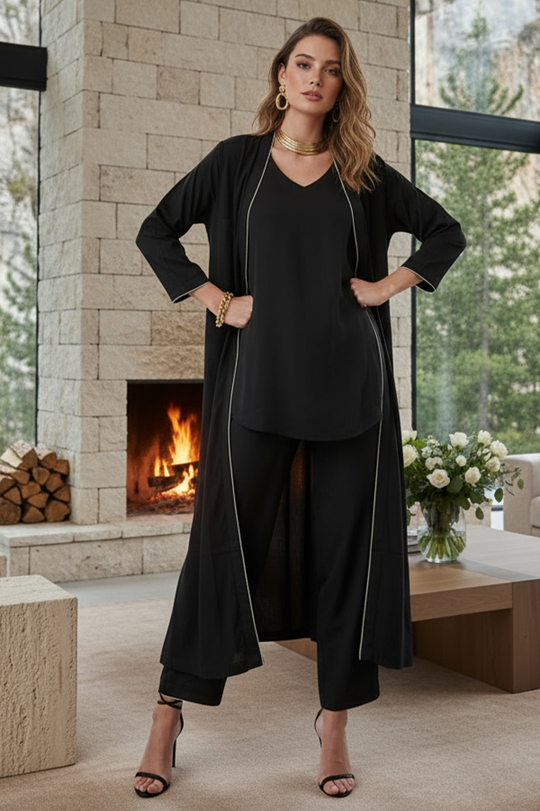 Black Cambric Layered Dress