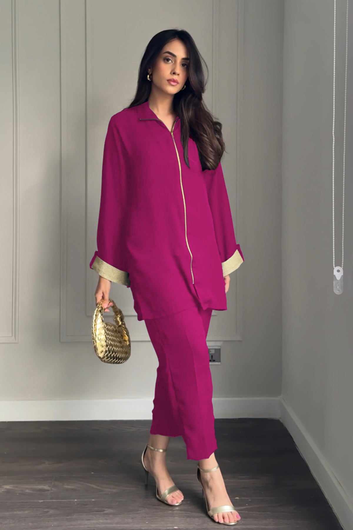 Hot Pink Zipper Crepe Tunic - Peach Republic