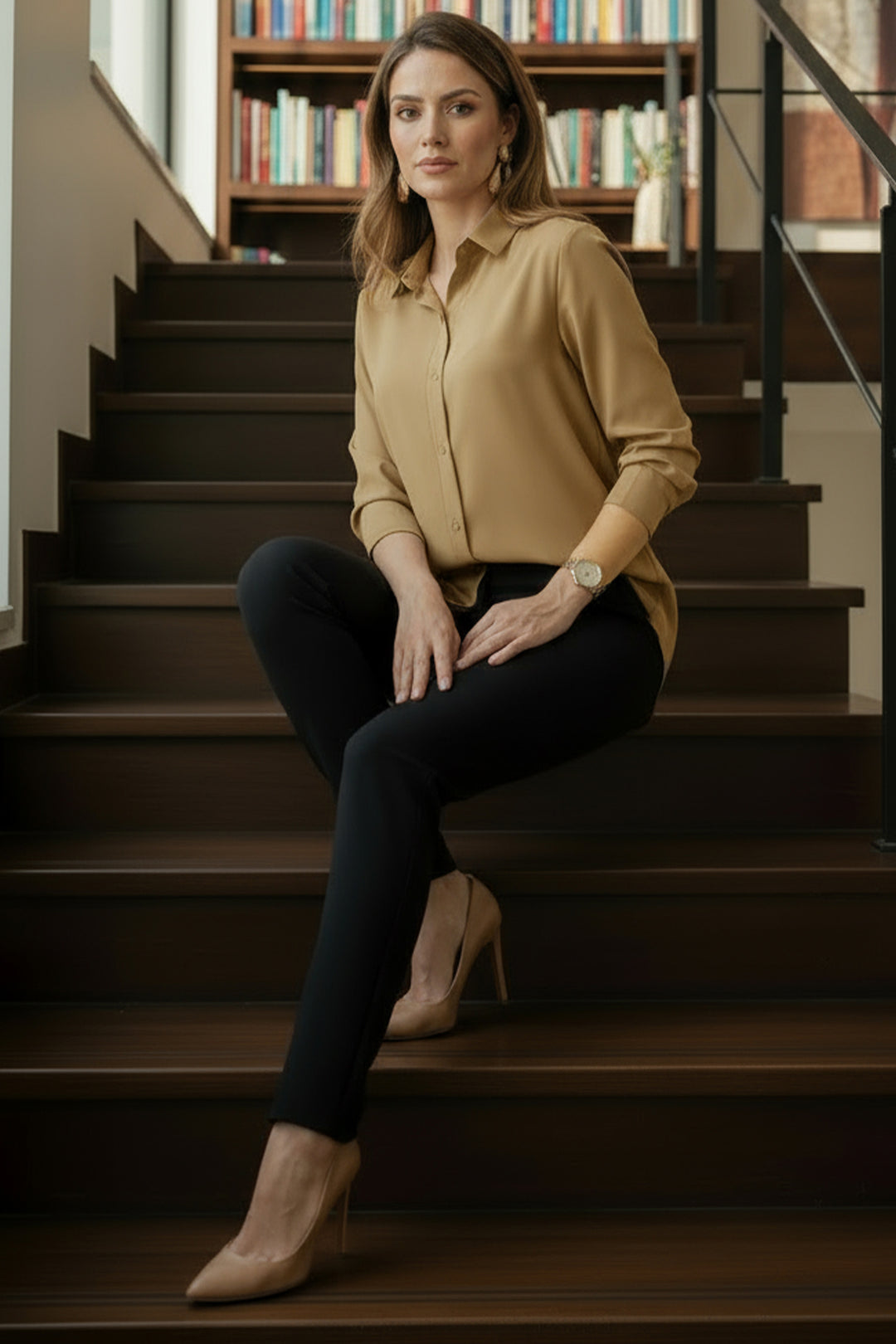 Pastel Brown Collar Top