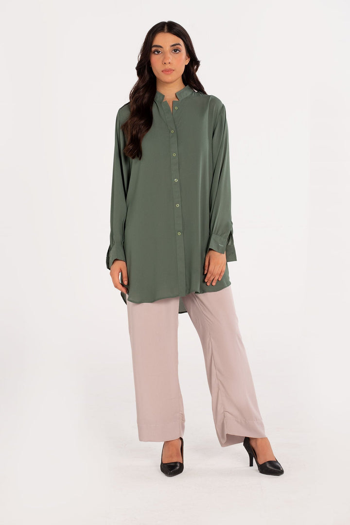 Island Green Crepe Tunic - Peach Republic