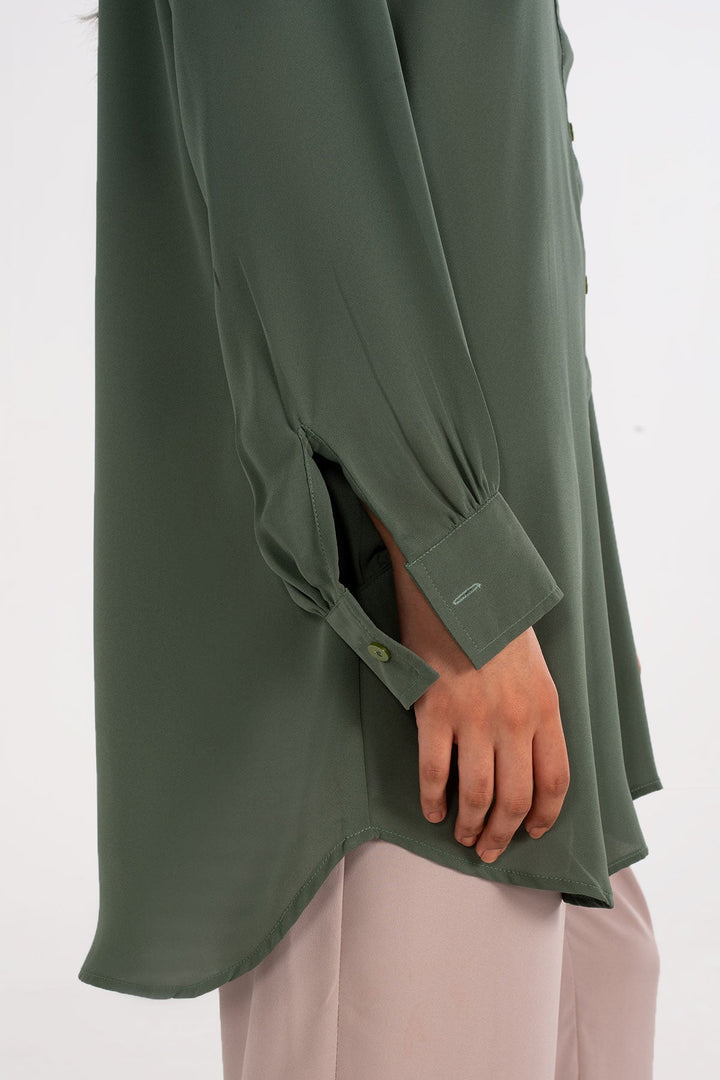 Island Green Crepe Tunic - Peach Republic