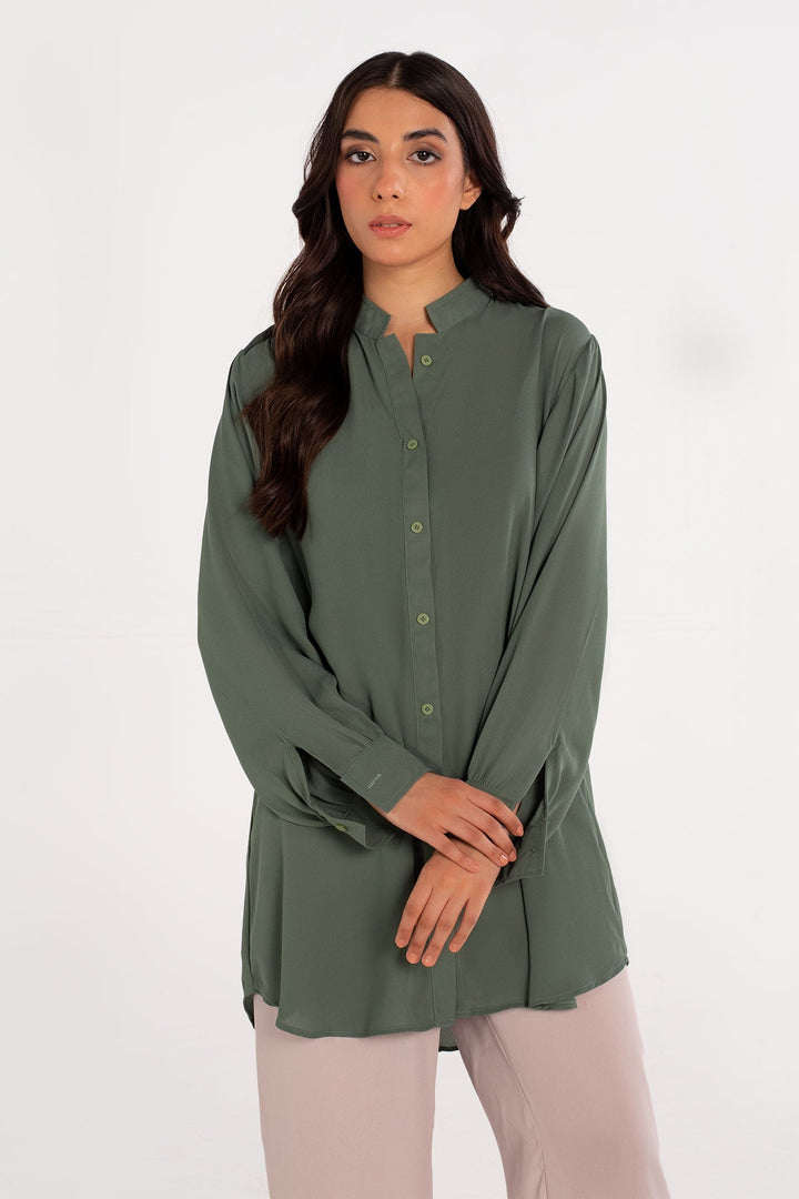 Island Green Crepe Tunic - Peach Republic