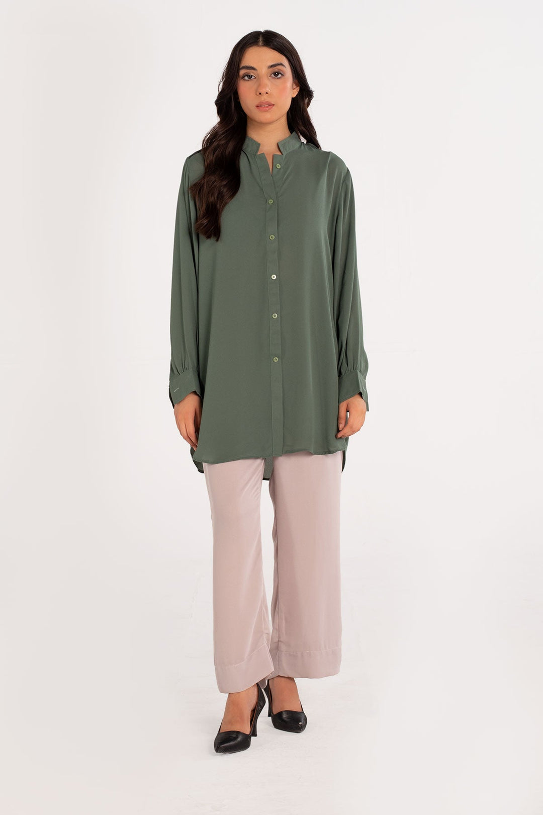 Island Green Crepe Tunic - Peach Republic