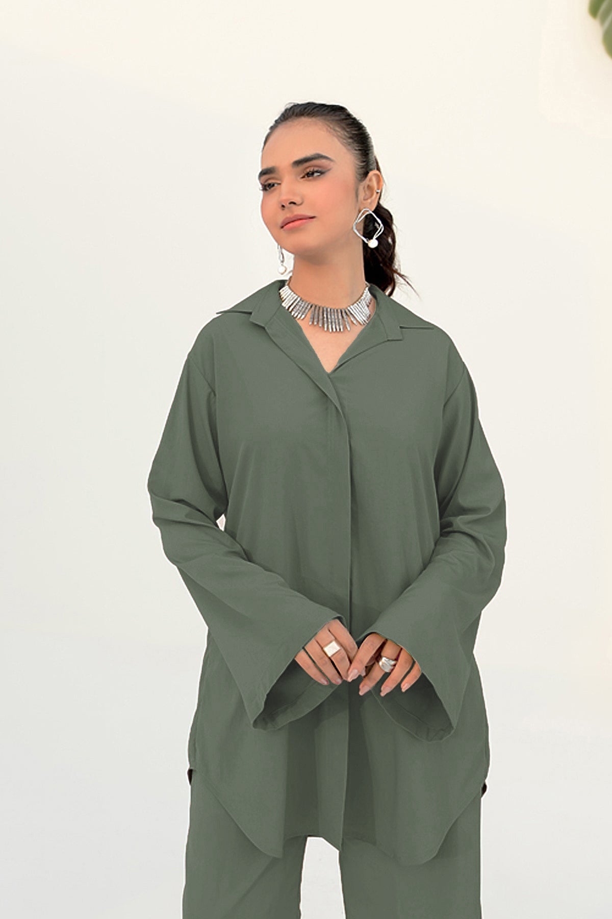 Island Green Crepe Tunic - Peach Republic