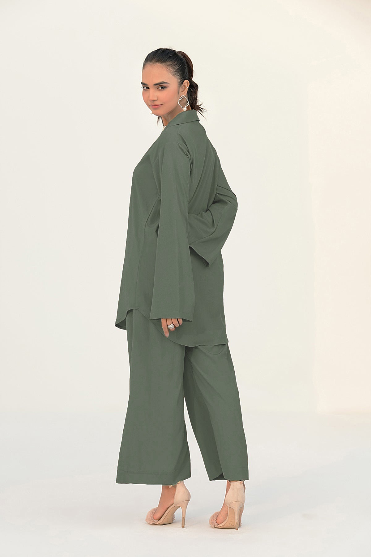 Island Green Crepe Tunic - Peach Republic