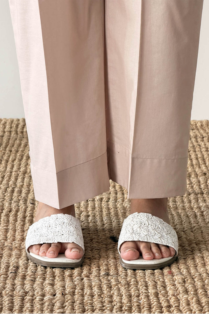 Beige Plain Trouser