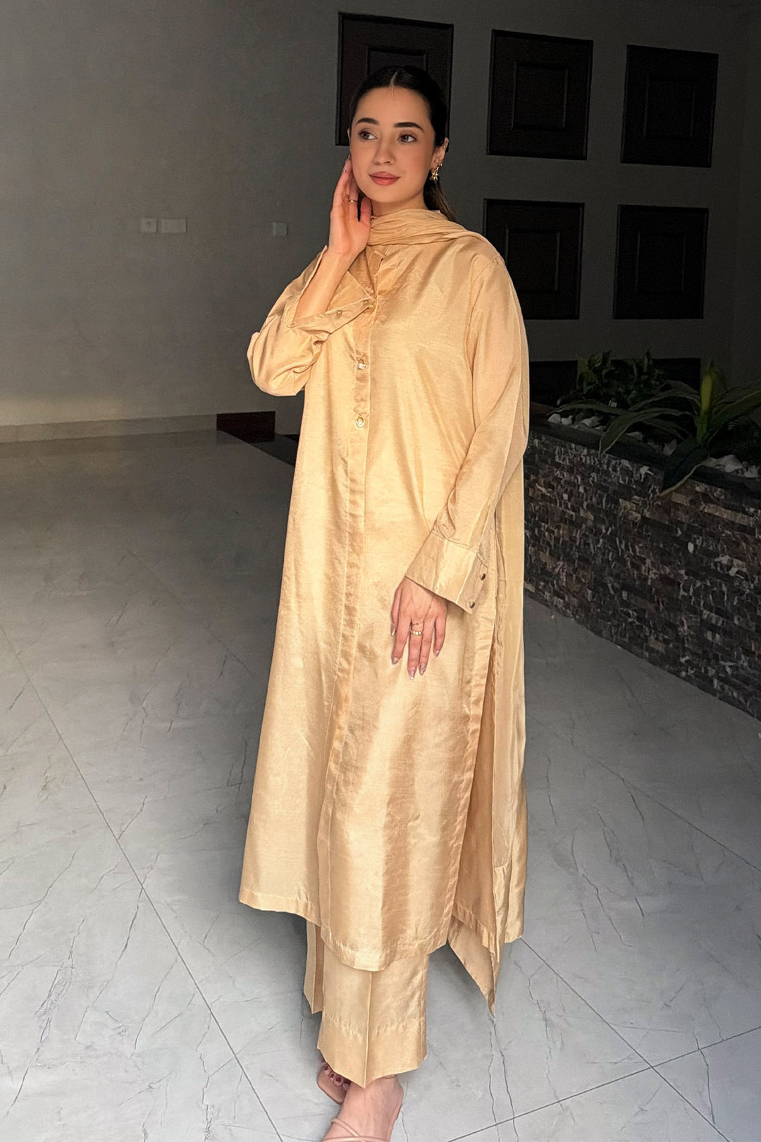 Champagne Korean Silk 3-Piece Set