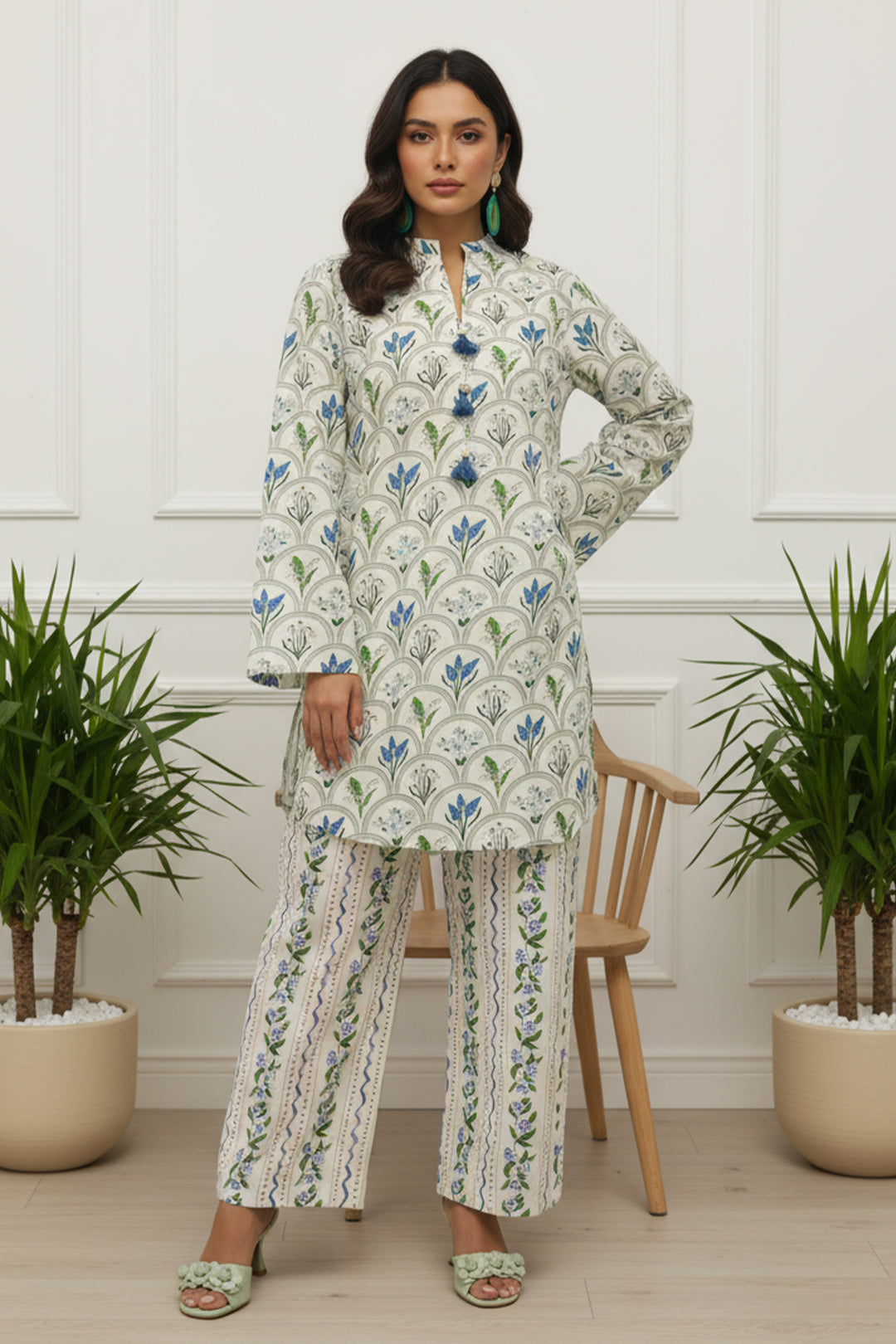2 Piece Printed  Suit - 38
