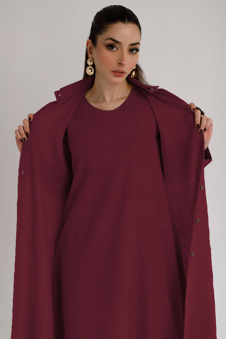 Maroon Cambric Dress - 010 - Peach Republic
