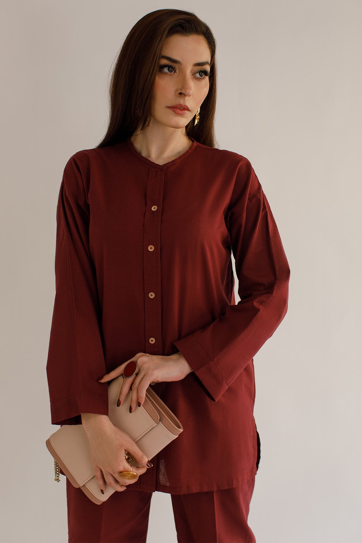 Maroon Cambric Tunic - Peach Republic