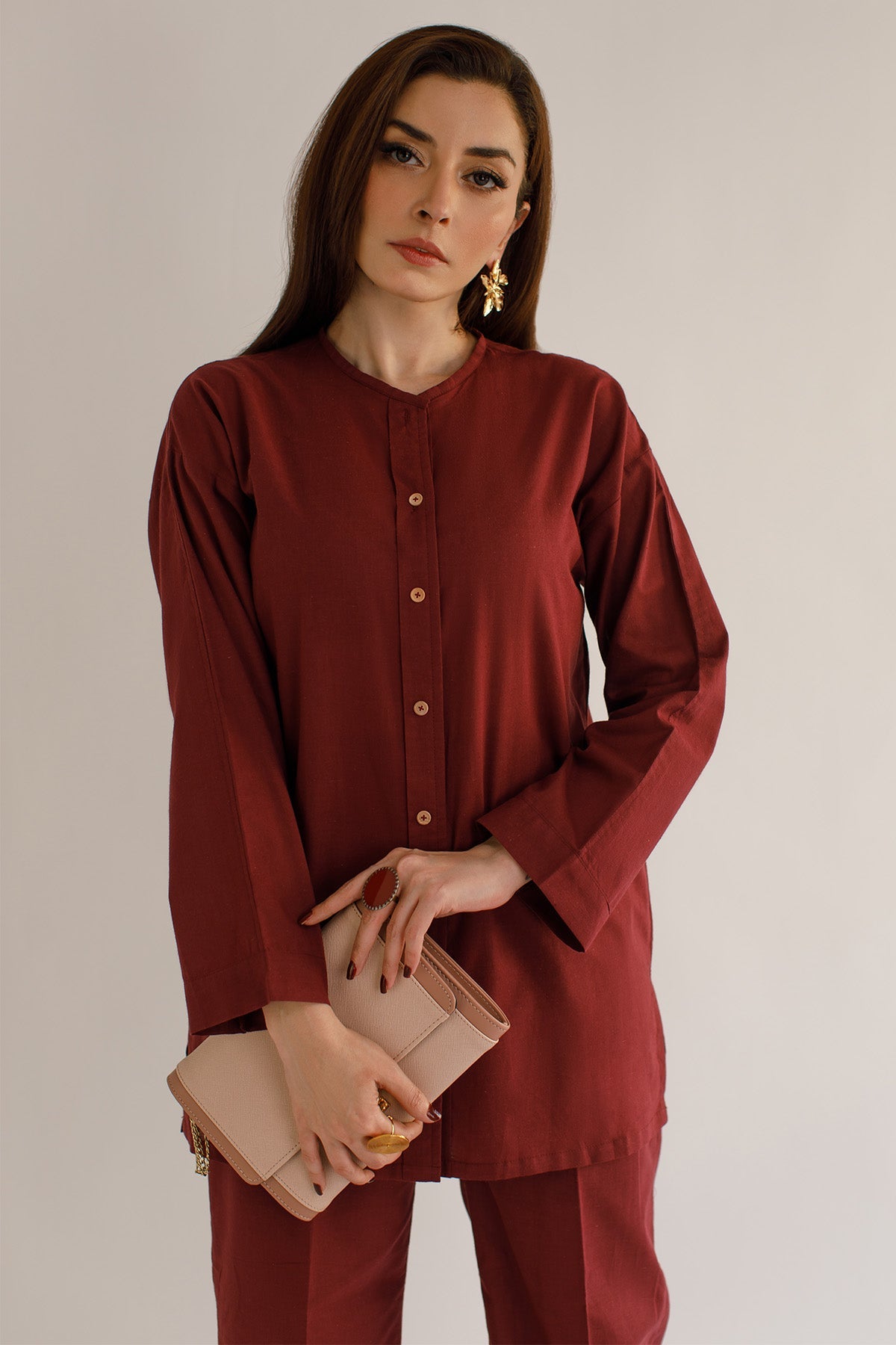 Maroon Cambric Tunic - Peach Republic