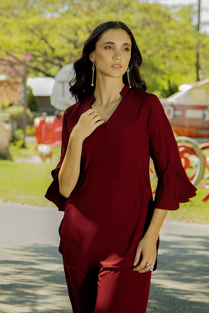 Maroon Co Ord Set - 01 - Peach Republic