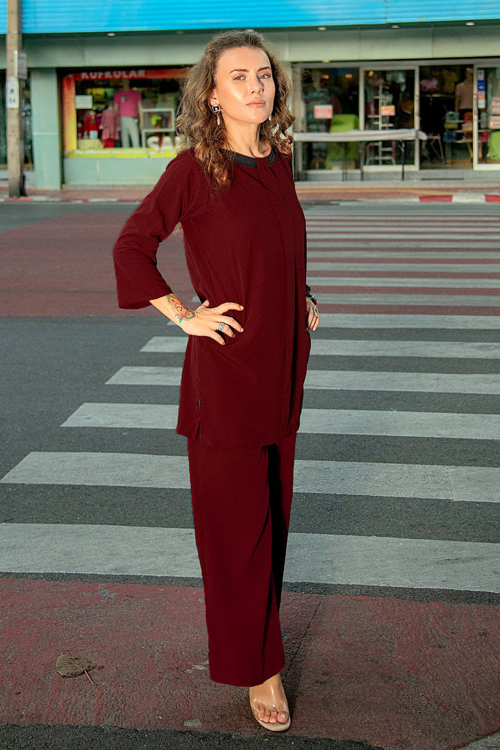 Maroon Co Ord Set 020 - Peach Republic
