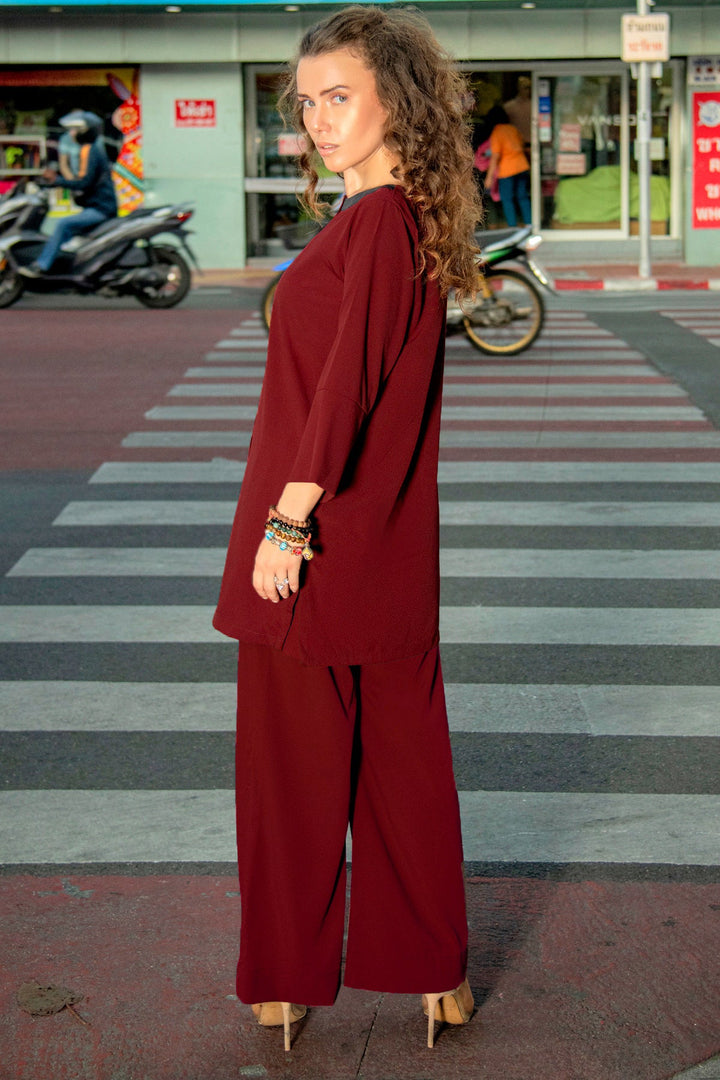 Maroon Co Ord Set 020 - Peach Republic
