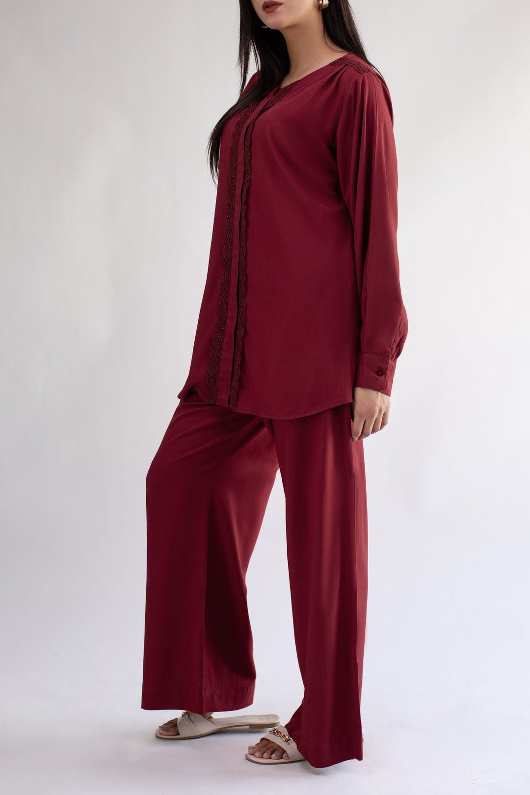 Maroon Co Ord Set - 12 - Peach Republic