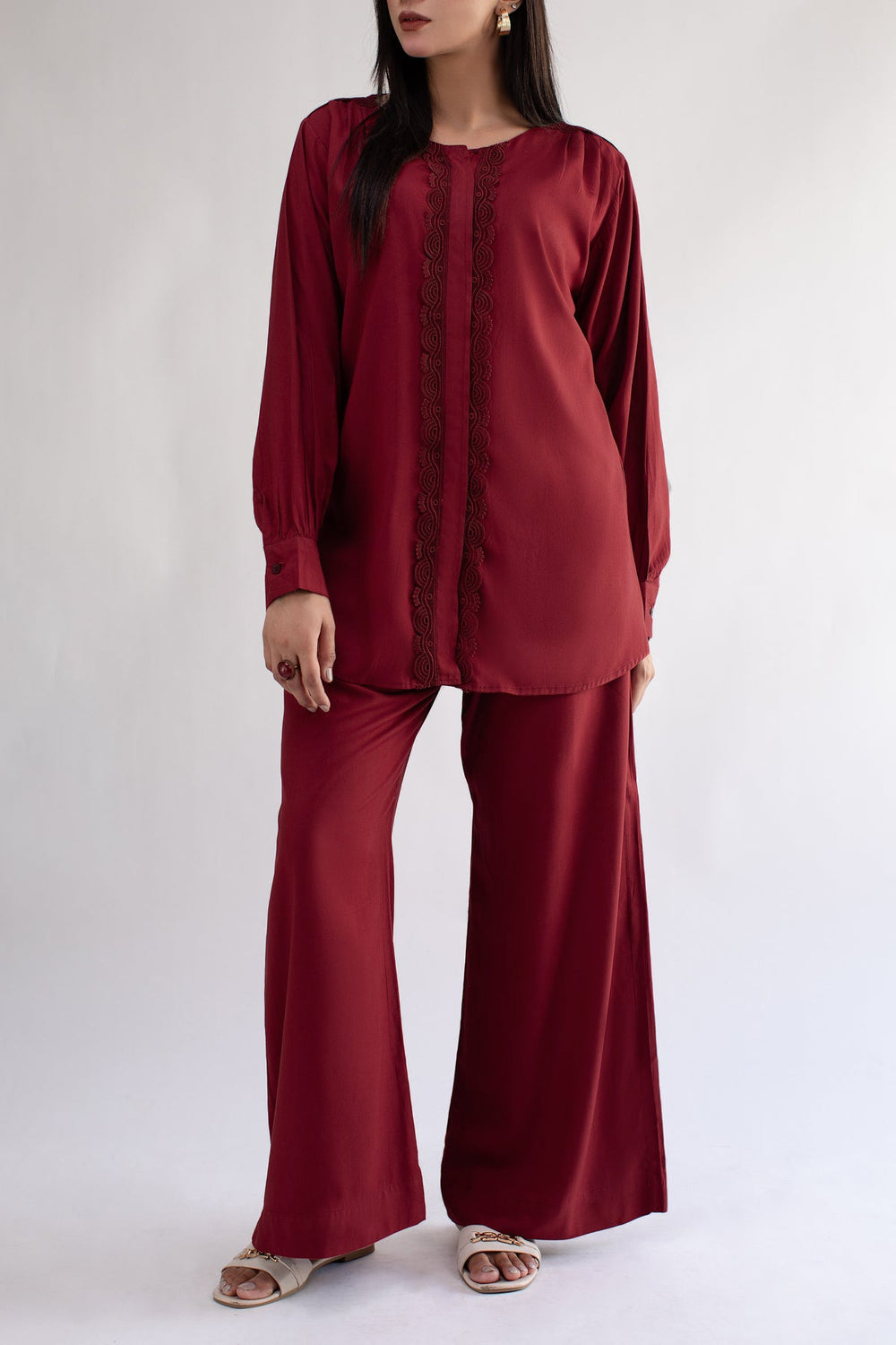 Maroon Co Ord Set - 12 - Peach Republic