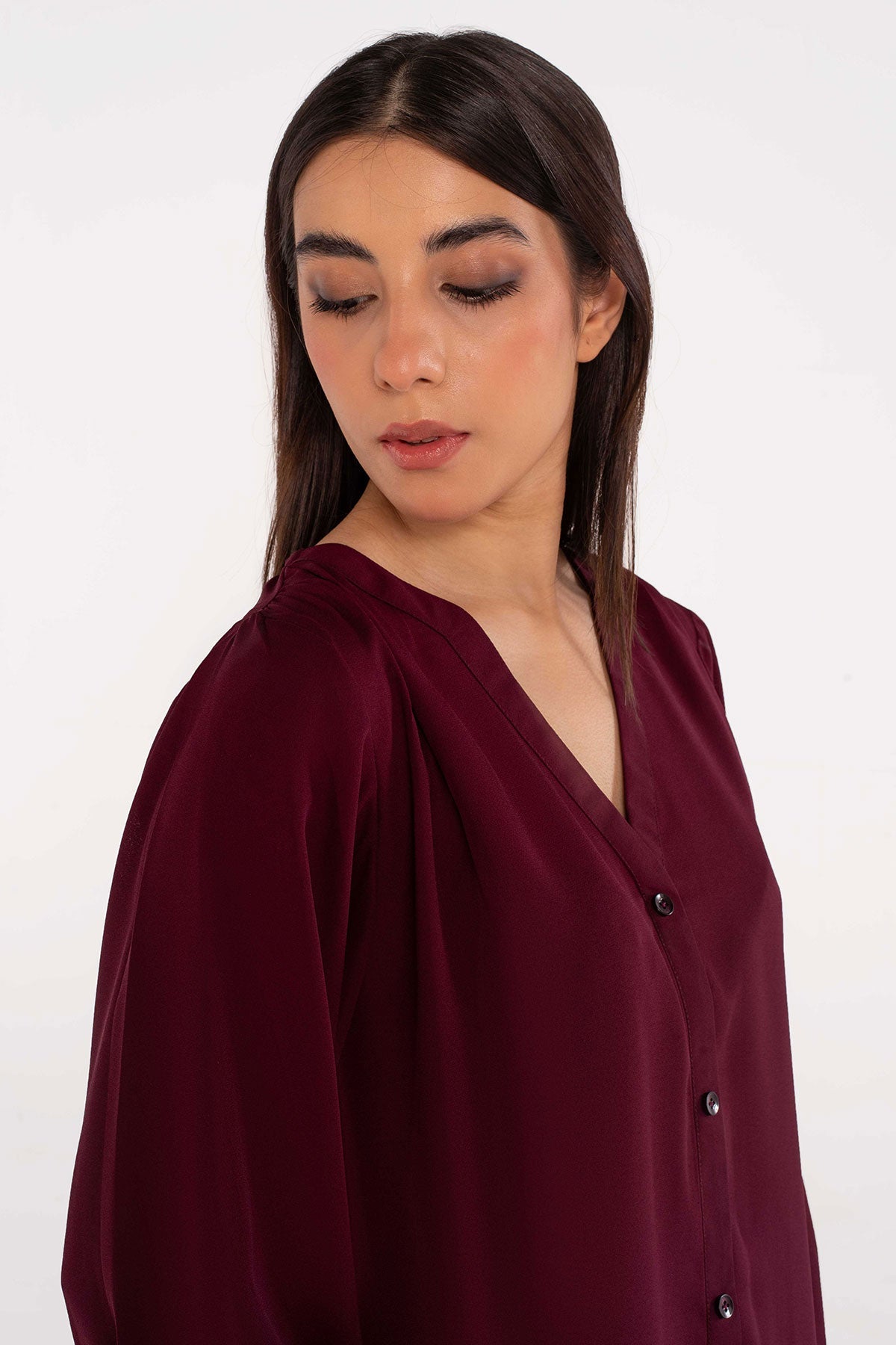 Maroon Crepe Top - Peach Republic