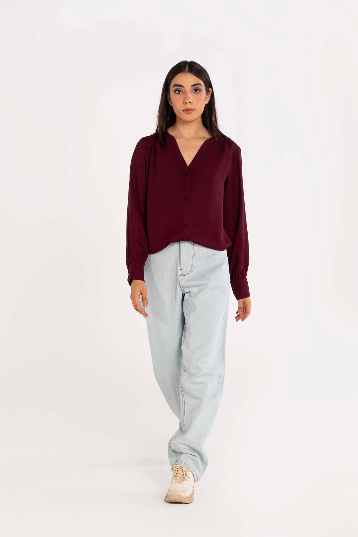 Maroon Crepe Top - Peach Republic