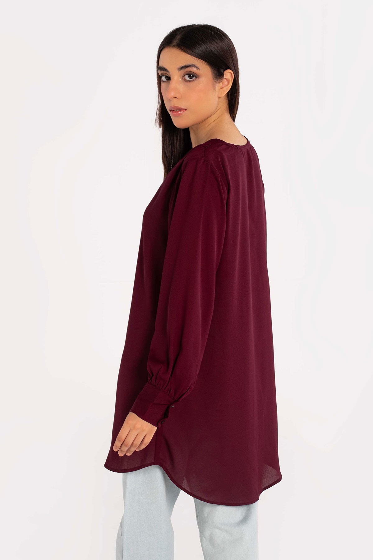 Maroon Crepe Top - Peach Republic