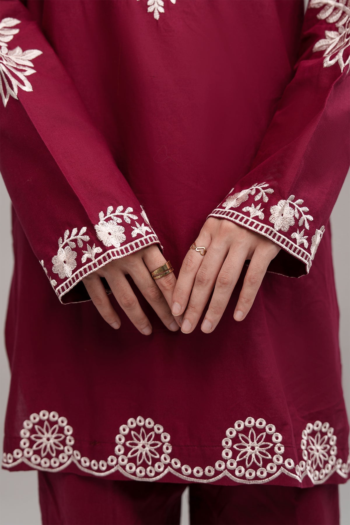 Maroon Embroidered Co Ord Set - 02 - Peach Republic