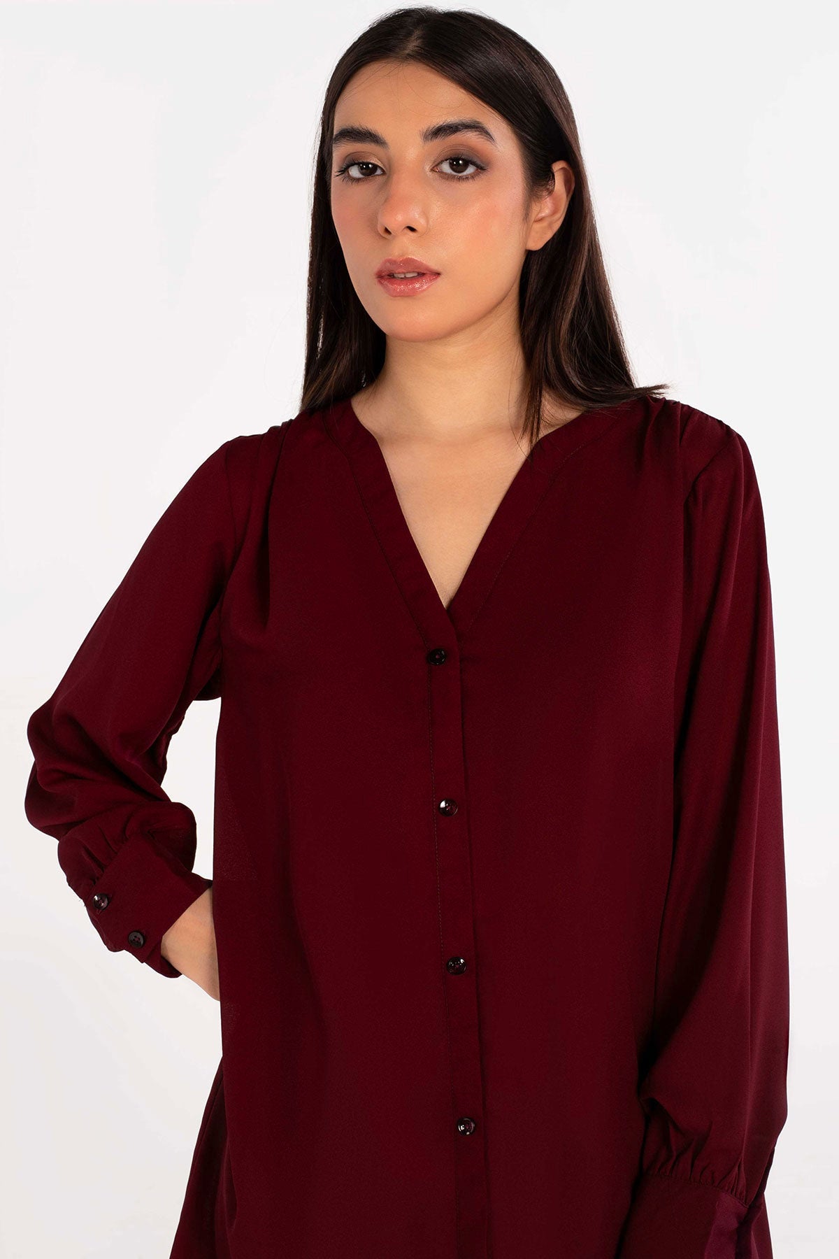 Maroon Grip Top - 01 - Peach Republic