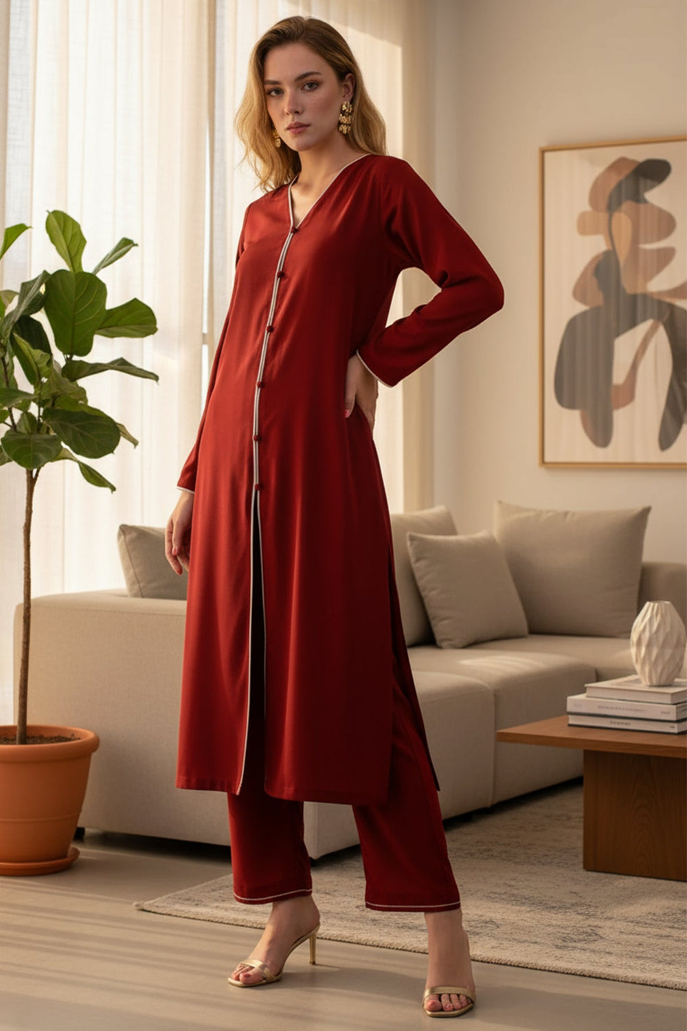 Maroon Suit - 022 - Peach Republic