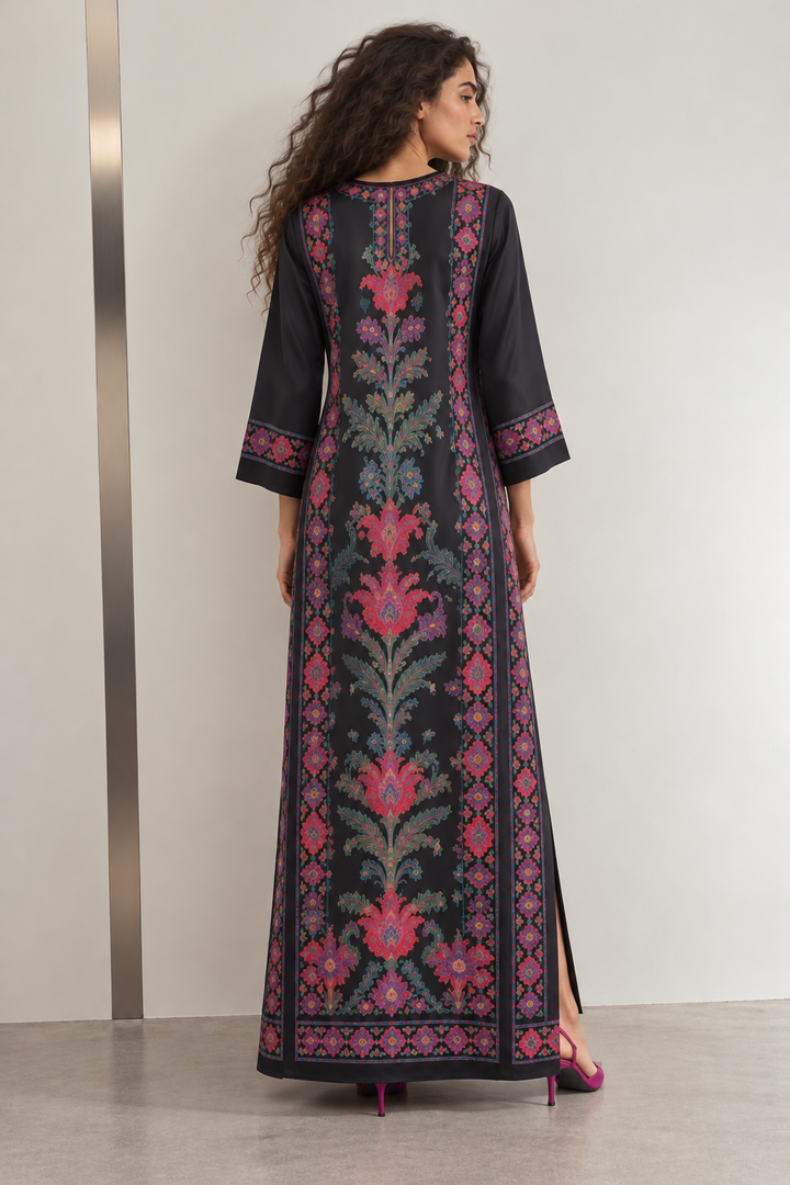 Midnight Bloom printed floral kaftan back view